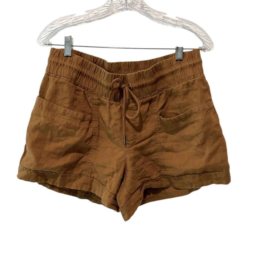 Athleta Women's Drawstring Linen-Blend Shorts in Brown